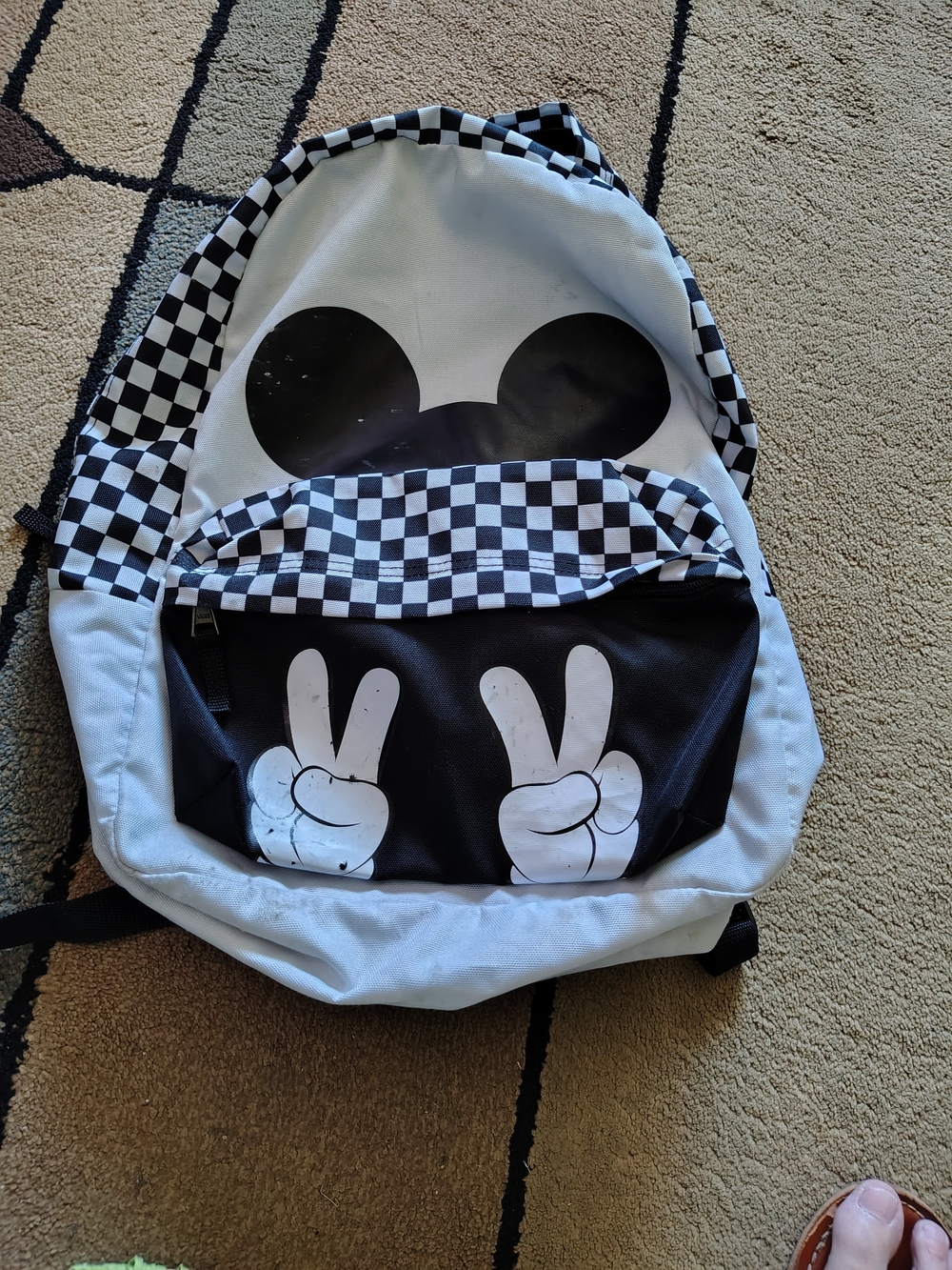 Vans Black & White Checkerboard Peace Hand Backpack